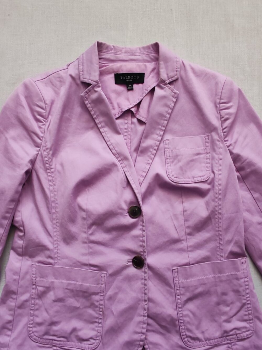 Talbots Petites Lilac Pink Cotton Stretch Blazer Jacket Size 2P 2 Petite - Picture 2 of 12